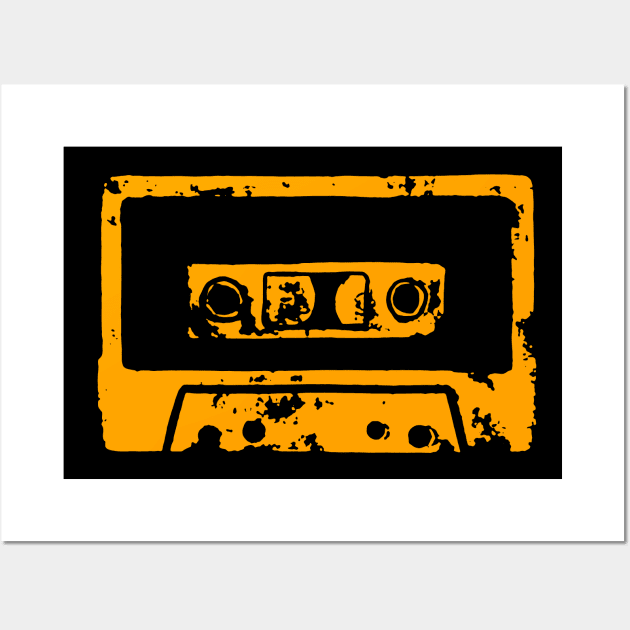 Orange Cassette Tape Wall Art by LordNeckbeard